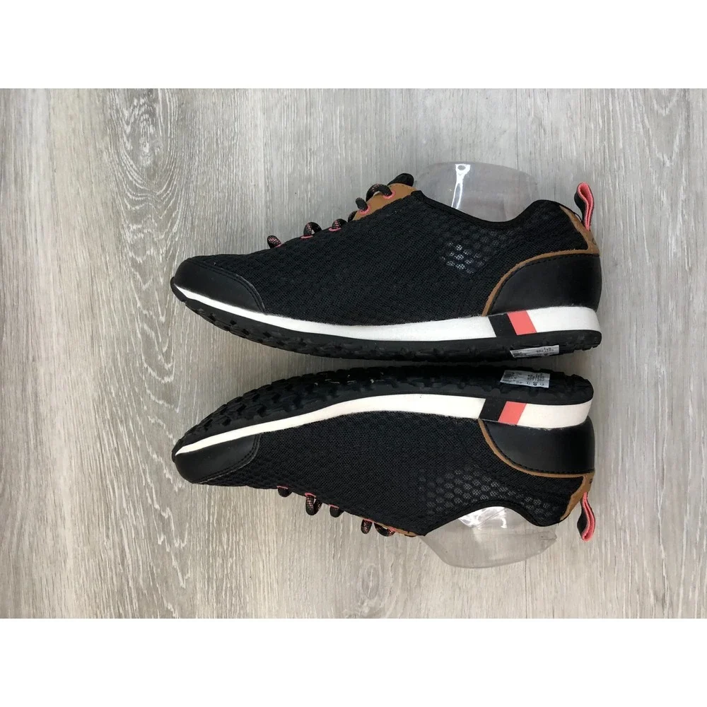 Clarks Women's Black Athletic Sneakers with Tan and Coral Accents